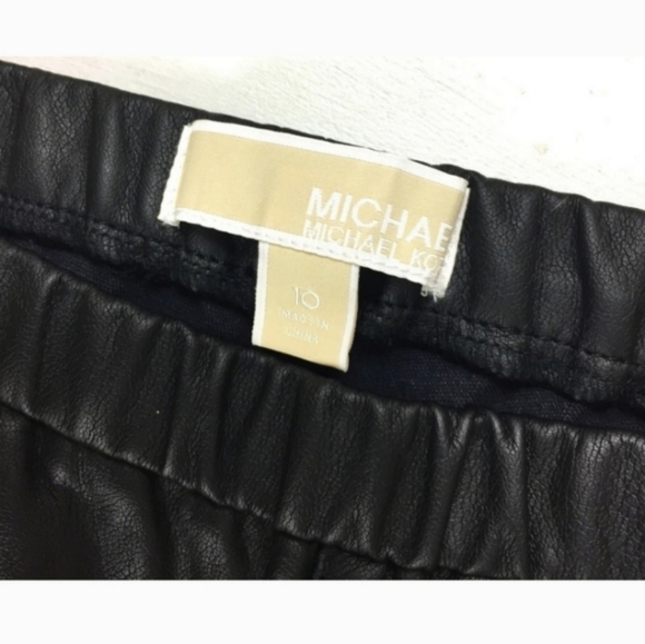 EUC! Michael Kors Black Faux Leather Pants w/ Elastic waist band size 10. - Picture 5 of 6